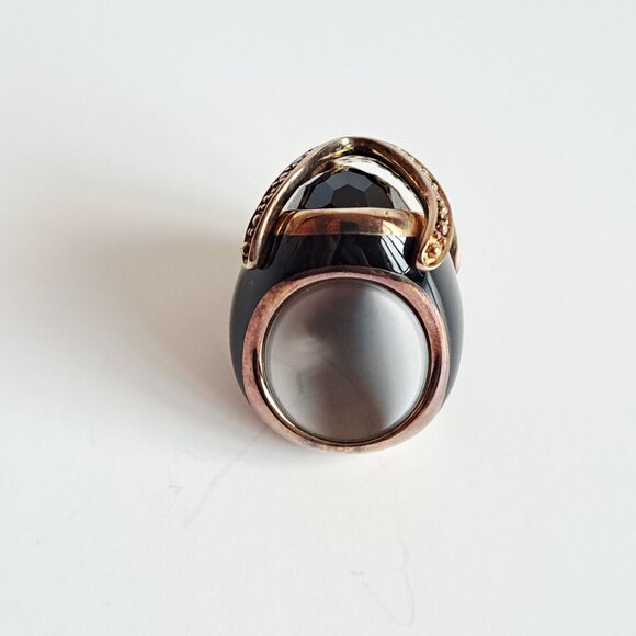 New Angelique de Paris Large Black Gold Plated Cage Ring Size 6 - Picture 8 of 15